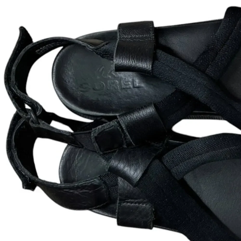 Sorel Women’s Size 7 Black Strappy Ankle Strap Sandals NL4095-010